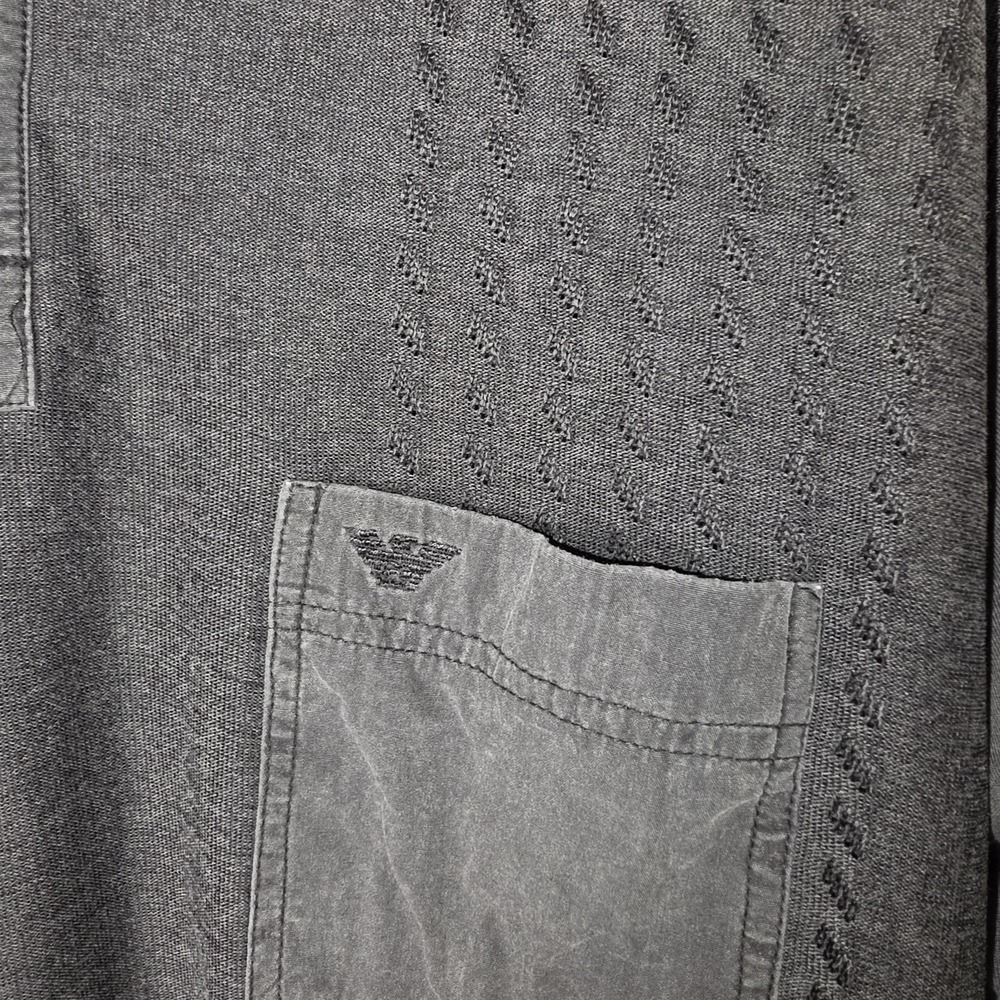 VTG Giorgio Armani Size EU54 Mens M 100% Cotton Dark Gray Textured Polo Shirt - Picture 4 of 11